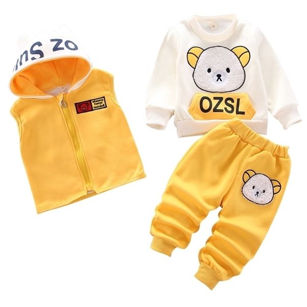 children's clothing autumn winter new boy suit plus velvet thickening baby girl suits cartoon bear 3ps kids sports set 210309, White
children's clothing autumn winter new boy suit plus velvet thickening baby girl suits cartoon bear 3ps kids sports set 210309, White