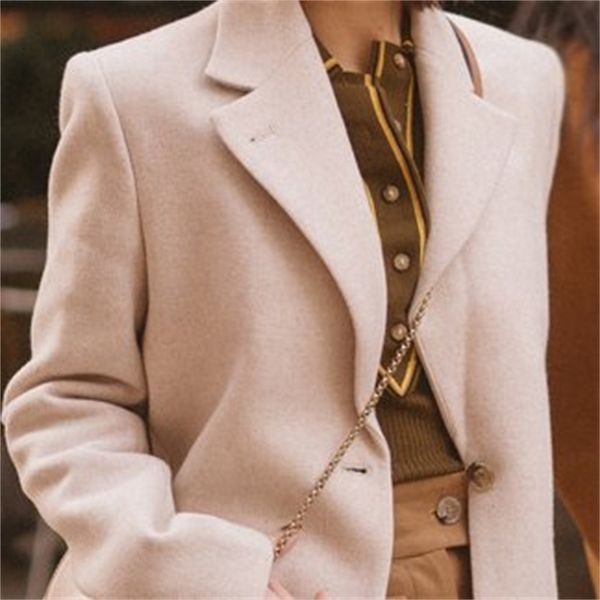 2021 women coat autumn and winter new oatmeal wool blend mid-length blazer 6cgg, White;black
2021 women coat autumn and winter new oatmeal wool blend mid-length blazer 6cgg, White;black