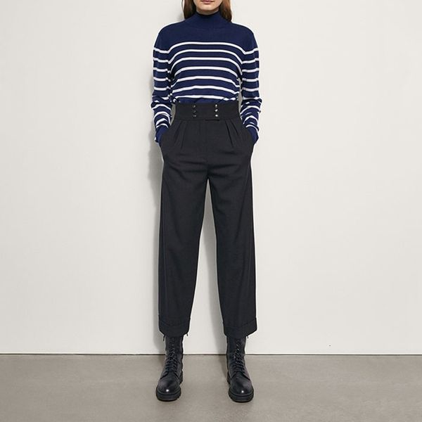 2021 spring and autumn new casual fashion high neck knitted pullover loose wild striped sweater women nhjj, White;black
2021 spring and autumn new casual fashion high neck knitted pullover loose wild striped sweater women nhjj, White;black