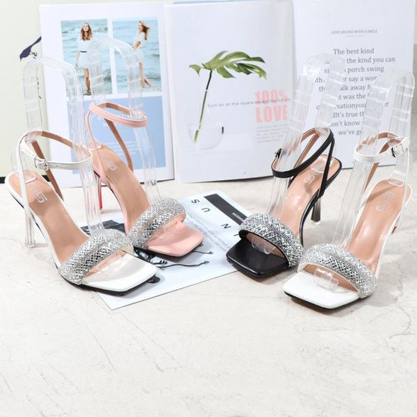 sandals summer stiletto high heels cross strap crystal women's shoes word rhinestone open toe dress all-match large size sandal, Black
sandals summer stiletto high heels cross strap crystal women's shoes word rhinestone open toe dress all-match large size sandal, Black