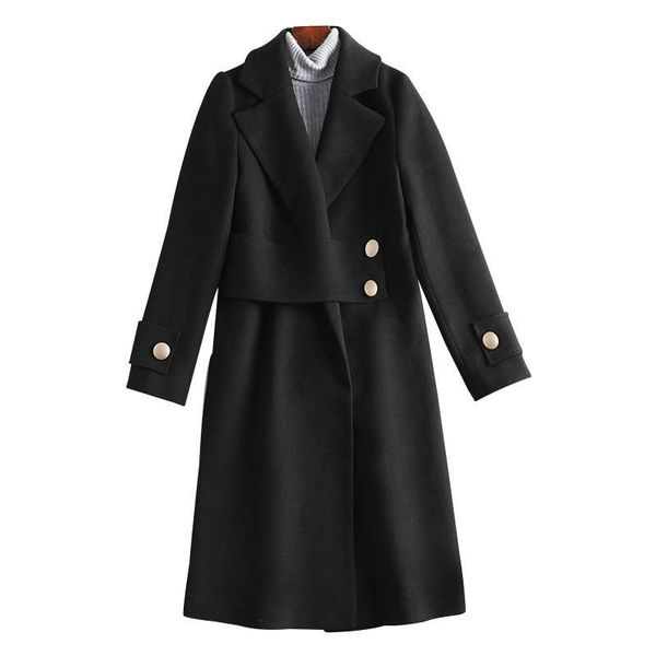 women's wool & blends 2021 autumn winter female overcoat slim elegant women trench coat solid color ladies outerwear fashion high quati, Black
women's wool & blends 2021 autumn winter female overcoat slim elegant women trench coat solid color ladies outerwear fashion high quati, Black