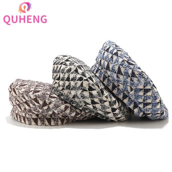 beanie/skull caps quheng beret literary retro wild fashionable painter hat street trend plaid geometric for woman z156, Blue;gray
beanie/skull caps quheng beret literary retro wild fashionable painter hat street trend plaid geometric for woman z156, Blue;gray