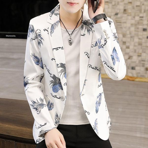 men's suits & blazers 2021 brand clothing men fashion suit party coat casual slim fit jackets single buttons floral print painting male, White;black
men's suits & blazers 2021 brand clothing men fashion suit party coat casual slim fit jackets single buttons floral print painting male, White;black