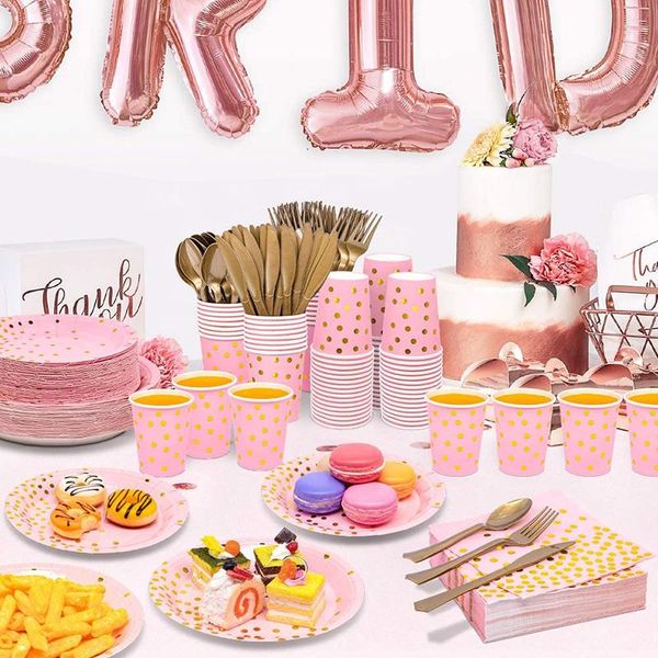 disposable dinnerware pink gold dot 1st birthday party decor tableware for kids paper napkins
disposable dinnerware pink gold dot 1st birthday party decor tableware for kids paper napkins