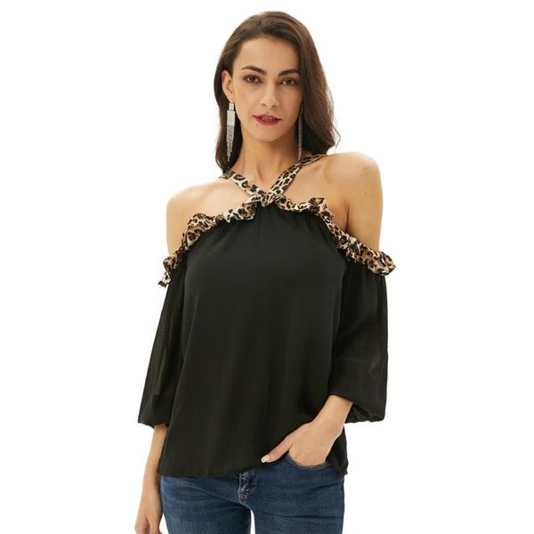 women's chiffon double layer 3/4 sleeve cold shoulders shirt summer fashion lady leopard casual blouse clothes female, White
women's chiffon double layer 3/4 sleeve cold shoulders shirt summer fashion lady leopard casual blouse clothes female, White