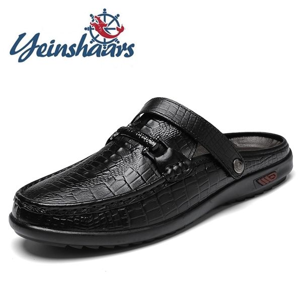 new summer half drag men outdoor casual flats fashion sandals genuine leather beach shoes non-slip slippers 210306, Black
new summer half drag men outdoor casual flats fashion sandals genuine leather beach shoes non-slip slippers 210306, Black