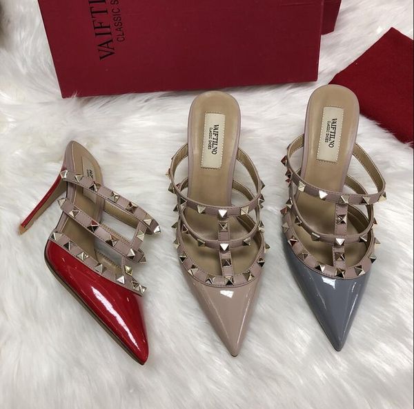 sandals v rivet pointed high heels sandal women's stiletto 6cm heel slipper 2021 leather half toe cap outer wear 34-43, Black
sandals v rivet pointed high heels sandal women's stiletto 6cm heel slipper 2021 leather half toe cap outer wear 34-43, Black