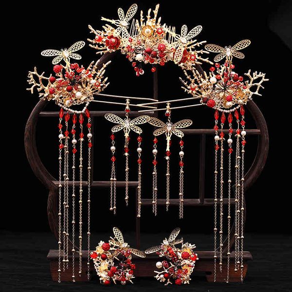 jewelry sets fashion new xiuhe headgear chinese classical step red tassel phoenix haircomb hairclip earrings wedding toast clothing acce, Black
jewelry sets fashion new xiuhe headgear chinese classical step red tassel phoenix haircomb hairclip earrings wedding toast clothing acce, Black