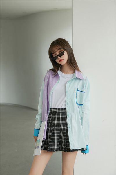 new color block designer for women mint green long sleeve and blouse button up collar shirt korean 2021 fashion z7pw, White
new color block designer for women mint green long sleeve and blouse button up collar shirt korean 2021 fashion z7pw, White