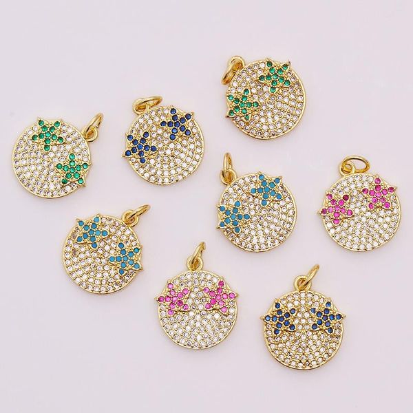 charms circle stars smile surprised pave cubic zirconia pendant jewelry making colorful charm diy earrings necklaces accessories, Bronze;silver 
charms circle stars smile surprised pave cubic zirconia pendant jewelry making colorful charm diy earrings necklaces accessories, Bronze;silver