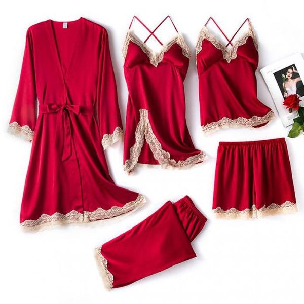 women's sleepwear lace 5pcs pajamas suit women pyjamas casual nightwear sleep set intimate lingerie spring autumn home clothi, Black;red
women's sleepwear lace 5pcs pajamas suit women pyjamas casual nightwear sleep set intimate lingerie spring autumn home clothi, Black;red