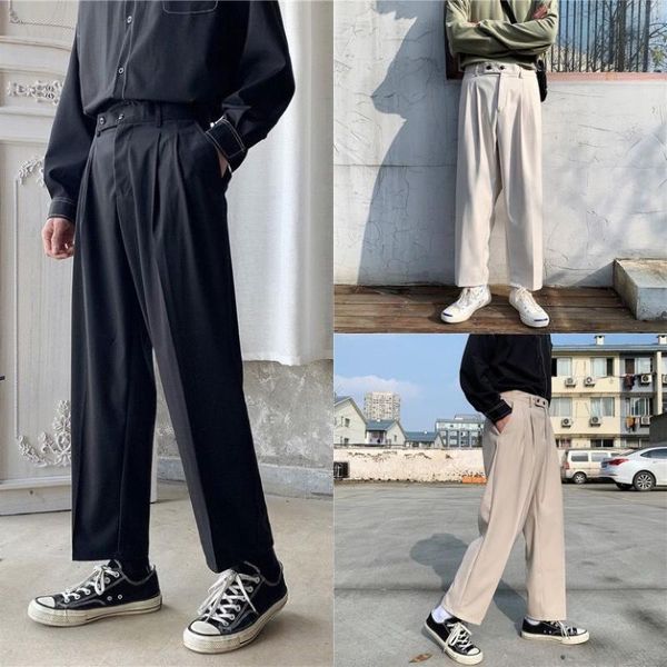 men's pants spring summer straight wide leg fashion casual dress men streetwear korean loose solid color suit mens, Black
men's pants spring summer straight wide leg fashion casual dress men streetwear korean loose solid color suit mens, Black