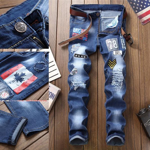 men's jeans hip-hop for men denim trousers slim fit straight stretch tattered european fashion ripped, Blue
men's jeans hip-hop for men denim trousers slim fit straight stretch tattered european fashion ripped, Blue
