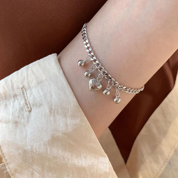 link, chain round bead heart bracelet for women trendy simple cute korean fashion female valentine's day gift jewelry boyulige, Black
link, chain round bead heart bracelet for women trendy simple cute korean fashion female valentine's day gift jewelry boyulige, Black