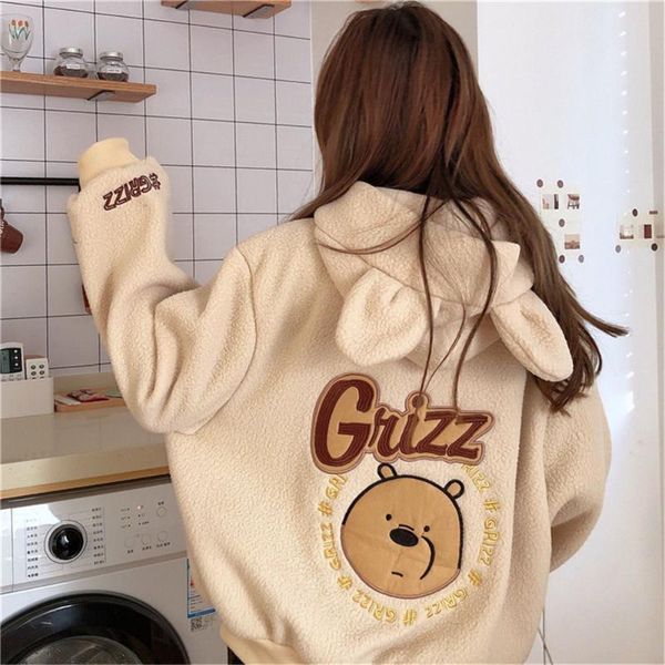 women's hoodies & sweatshirts long sleeve leisure plus size women ear sweatshirt hooded loose thick fleece ulzzang embroidery zip hoodi, Black
women's hoodies & sweatshirts long sleeve leisure plus size women ear sweatshirt hooded loose thick fleece ulzzang embroidery zip hoodi, Black
