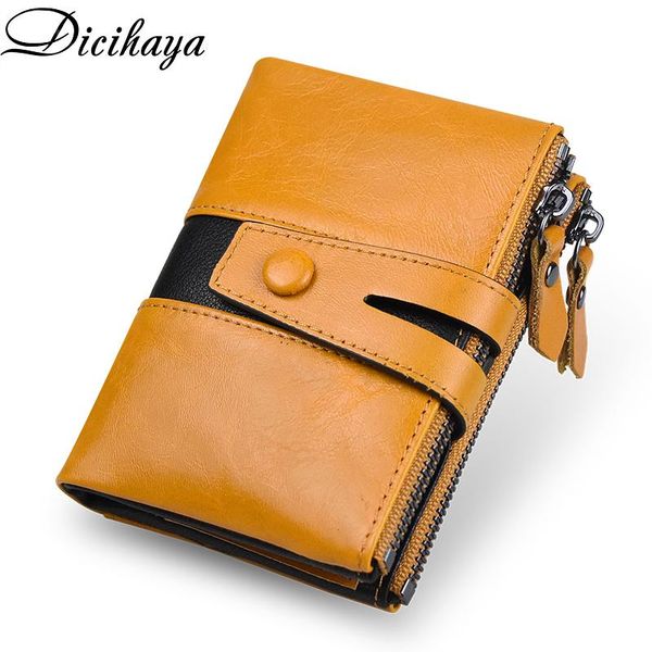 wallets dicihaya cow genuine leather short men fashion patckwork wallet coin purse male small money bag card holder portomonee, Red;black