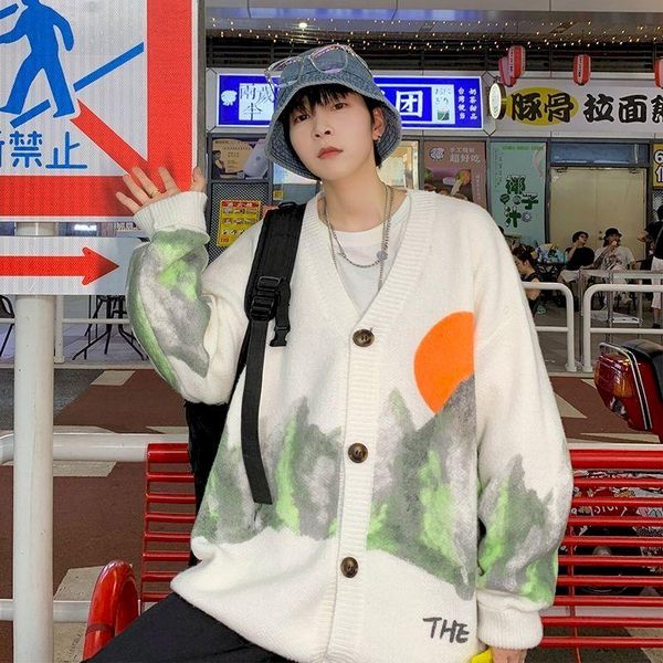 men's sweaters cardigan sweater men v-neck long sleeve coat short sunset print autumn winter korean streetwear loose casual male clothi, White;black
men's sweaters cardigan sweater men v-neck long sleeve coat short sunset print autumn winter korean streetwear loose casual male clothi, White;black
