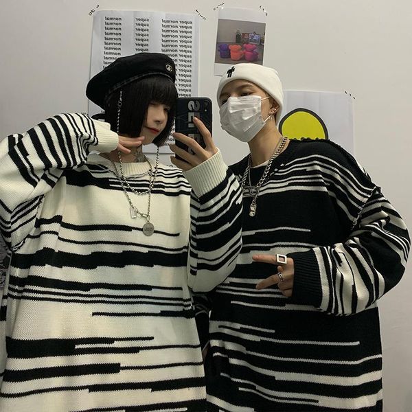 women's sweaters harajuku autumn winter women sweater irregular stripe student base oversized loose coat streetwear couple outerwear to, White;black
women's sweaters harajuku autumn winter women sweater irregular stripe student base oversized loose coat streetwear couple outerwear to, White;black