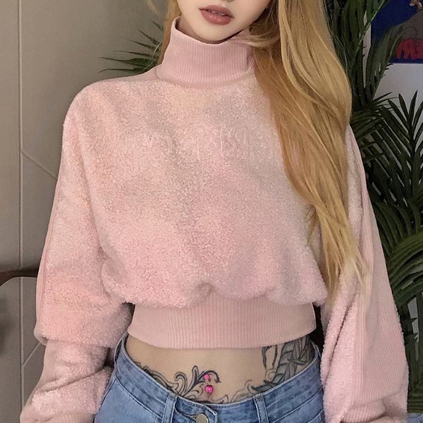 2020 winter new womens solid color slim long sleeve high collar lamb sweatshirt women crop crewneck sweatshirt, White
2020 winter new womens solid color slim long sleeve high collar lamb sweatshirt women crop crewneck sweatshirt, White