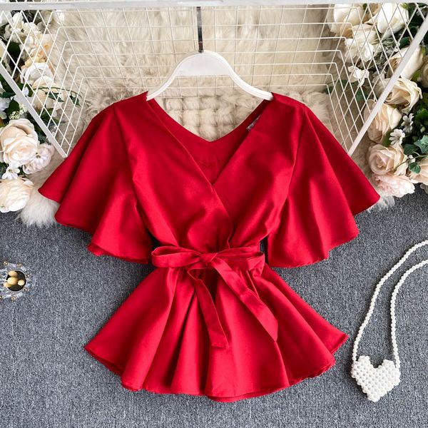 women's blouses & shirts blusa feminina de verão, camisa retrô, francesa, cor sólida, decote em v, manga flare, com babados, nova, casu, White
women's blouses & shirts blusa feminina de verão, camisa retrô, francesa, cor sólida, decote em v, manga flare, com babados, nova, casu, White