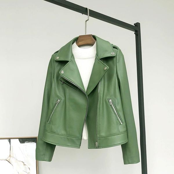 women's leather & faux 2021 fashion women jacket short spring autumn sheespkin coat motorcycle clothing veste en cuir wpy2865, Black
women's leather & faux 2021 fashion women jacket short spring autumn sheespkin coat motorcycle clothing veste en cuir wpy2865, Black