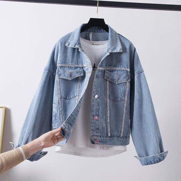 women's jackets 2021 spring autumn fashion diamonds denim jacket women short coat loose harajuku chaqueta mujer jeans outerwear female, Black;brown
women's jackets 2021 spring autumn fashion diamonds denim jacket women short coat loose harajuku chaqueta mujer jeans outerwear female, Black;brown