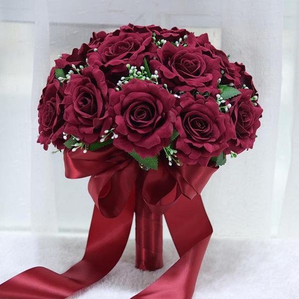 wedding flowers burgundy bouquets with ribbon handmade decorative artificial rose white bride bridal lace accents
wedding flowers burgundy bouquets with ribbon handmade decorative artificial rose white bride bridal lace accents