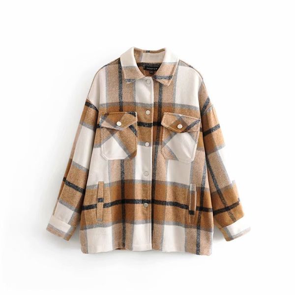 stylish pink sweet plaid woolen blouse cute girls fashion autumn chic pockets thick warm turn-down collar s ptkp, White
stylish pink sweet plaid woolen blouse cute girls fashion autumn chic pockets thick warm turn-down collar s ptkp, White