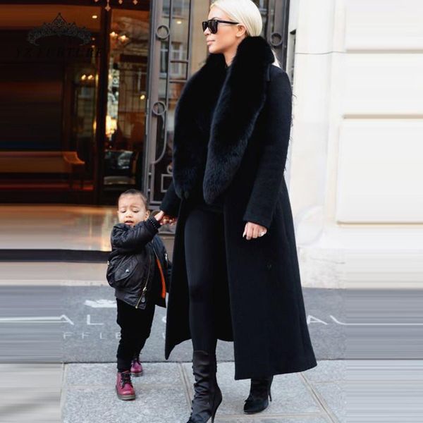women's fur & faux 2021 fashion wool blend jacket with natural big lapel collar long size coat genuine leather women luxury winter, Black
women's fur & faux 2021 fashion wool blend jacket with natural big lapel collar long size coat genuine leather women luxury winter, Black