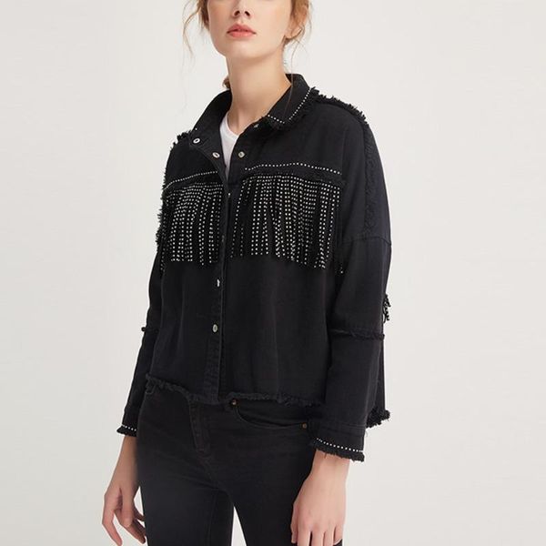 women's jackets vintage tassel beaded women jacket coat autumn 2021 solid long sleeve frayed lapel single breasted streetwear casual ca, Black;brown
women's jackets vintage tassel beaded women jacket coat autumn 2021 solid long sleeve frayed lapel single breasted streetwear casual ca, Black;brown