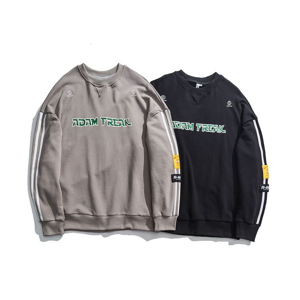 hoodies fashion fleece american brand three bar webbing pullover sports sweater, Black