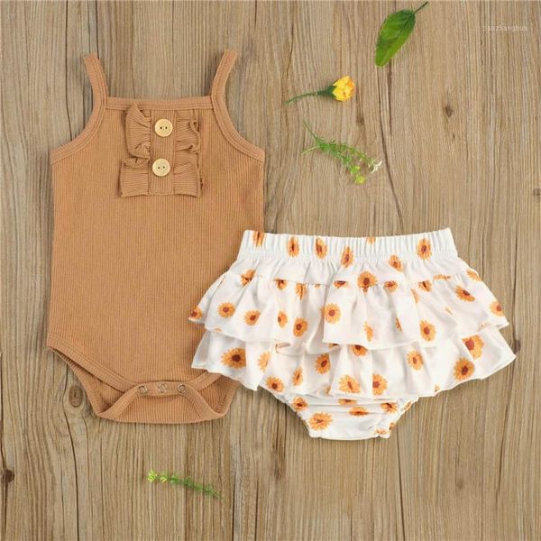 born casual outfits sleeveless square collar ribbed romper button layered shorts 2pcs daisy toddler girl clothes clothing sets1, White
born casual outfits sleeveless square collar ribbed romper button layered shorts 2pcs daisy toddler girl clothes clothing sets1, White