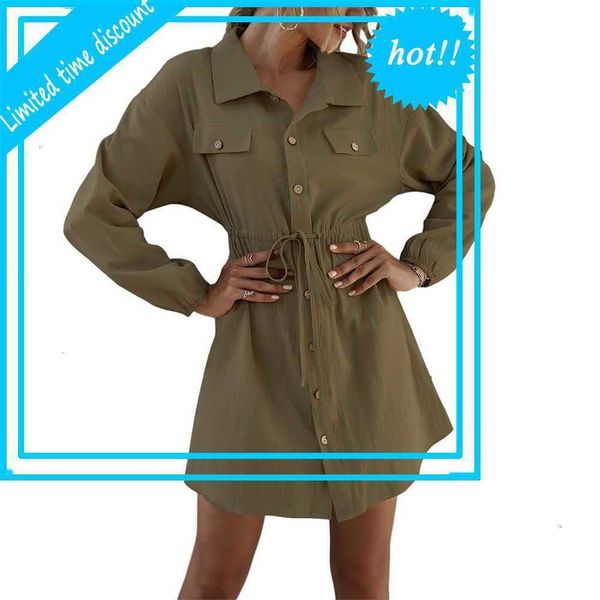 women casual buttons dress revers throat long mouths lace up dresses solid ol shirt sacks female case elegant vestido, Black
women casual buttons dress revers throat long mouths lace up dresses solid ol shirt sacks female case elegant vestido, Black