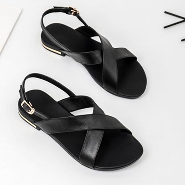 sandals 100% cow leather flat heels woman shoes ankle strap ladies party dress summer style women, Black
sandals 100% cow leather flat heels woman shoes ankle strap ladies party dress summer style women, Black