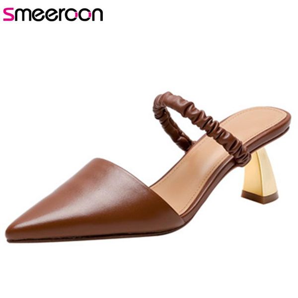 slippers smeeroon 2021 full genuine leather shoes women slipper pointed toe slip on thin high heels party ladies, Black
slippers smeeroon 2021 full genuine leather shoes women slipper pointed toe slip on thin high heels party ladies, Black
