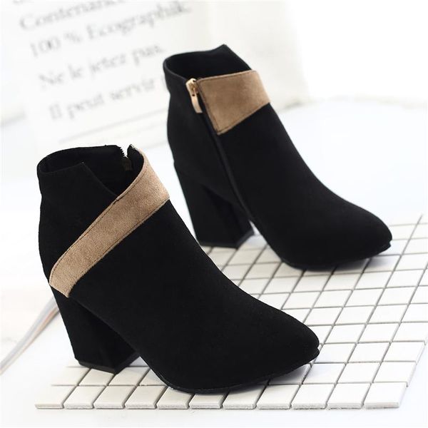 boots zipper ankle for women shoes woman fashion patchwork winter flock pointed toe block high heels botas mujer, Black
boots zipper ankle for women shoes woman fashion patchwork winter flock pointed toe block high heels botas mujer, Black
