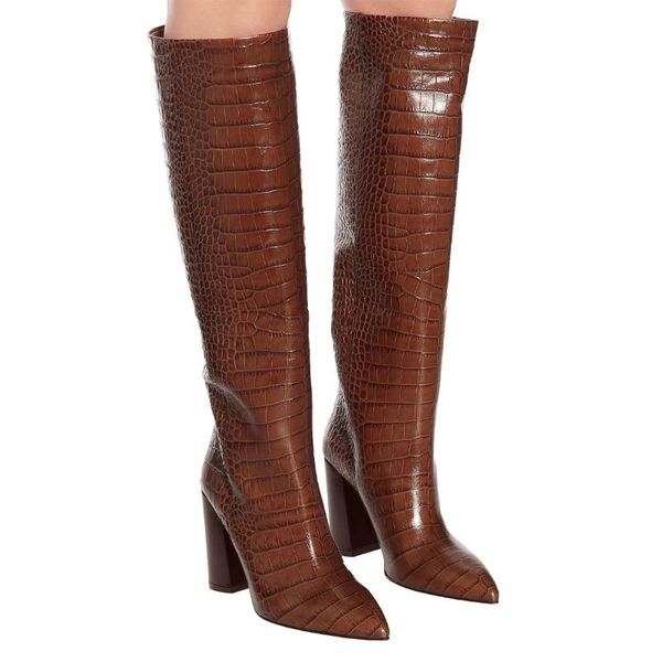 boots fashion point toe pink serpentine knee high women's thick heel straight girls brown crocodile pattern handmade, Black
boots fashion point toe pink serpentine knee high women's thick heel straight girls brown crocodile pattern handmade, Black