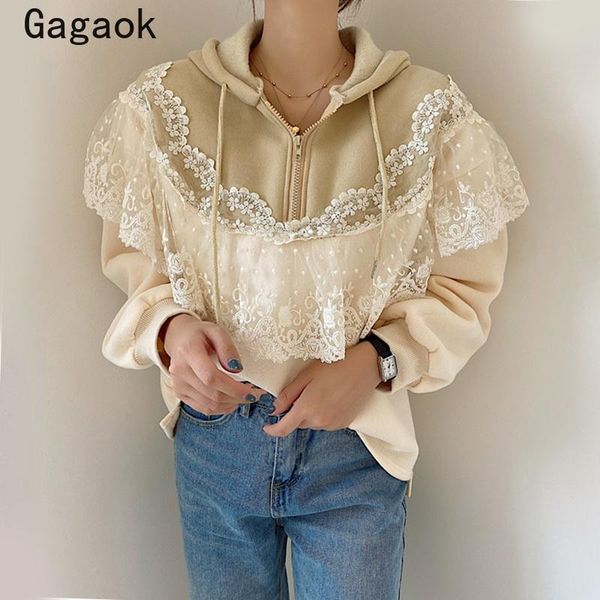 women's hoodies & sweatshirts gagaok sweet patchwork women 2021 spring autumn hooded thick lace pullover loose casual wild chic korean, Black
women's hoodies & sweatshirts gagaok sweet patchwork women 2021 spring autumn hooded thick lace pullover loose casual wild chic korean, Black