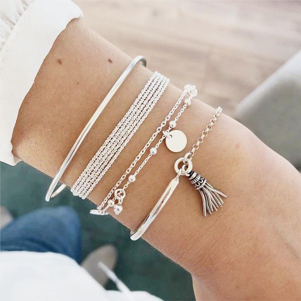link, chain bracelets set bohemian silver color tassel round bracelet for women multilayer pendant 2021 fashion jewelry, Black
link, chain bracelets set bohemian silver color tassel round bracelet for women multilayer pendant 2021 fashion jewelry, Black