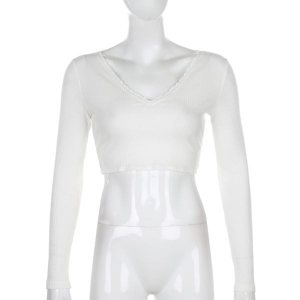 slim splice lace backless crop women casual long sleeve knitt solid color tshirt female autumn streetwear top, White
slim splice lace backless crop women casual long sleeve knitt solid color tshirt female autumn streetwear top, White