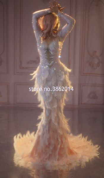 sparkly rhinestone feather trumpet tail dress elegant women long dress birthday celebrate prom party night dresses stage costume, Black;red
sparkly rhinestone feather trumpet tail dress elegant women long dress birthday celebrate prom party night dresses stage costume, Black;red