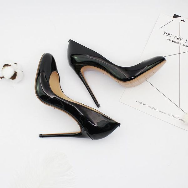 women pumps high heels solid color shallow mouth patent leather female shoes pointed toe thin heels fashion women shoes, Black 
women pumps high heels solid color shallow mouth patent leather female shoes pointed toe thin heels fashion women shoes, Black