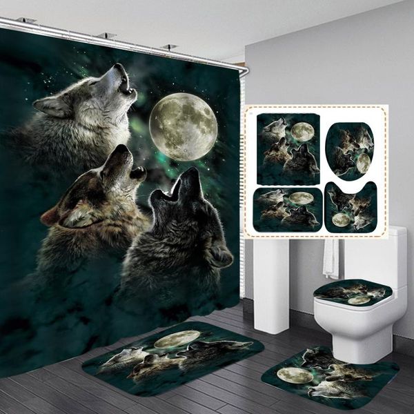 wolf head print shower curtain toilet mat floor mat 4 piece set thick polyester bathroom shower curtains
wolf head print shower curtain toilet mat floor mat 4 piece set thick polyester bathroom shower curtains