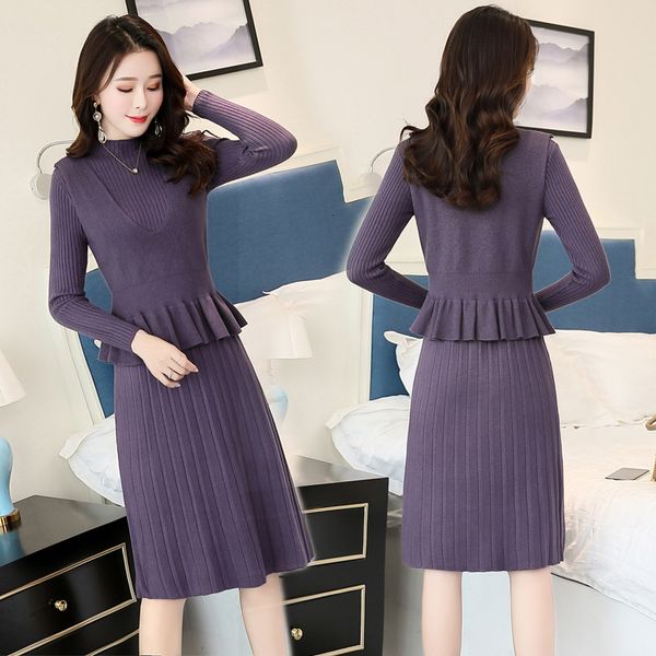long-sleeve womenlong-knit dress elegant two-piece female slim spring and autumn settlement dressed in winter pe6y, Black;gray
long-sleeve womenlong-knit dress elegant two-piece female slim spring and autumn settlement dressed in winter pe6y, Black;gray