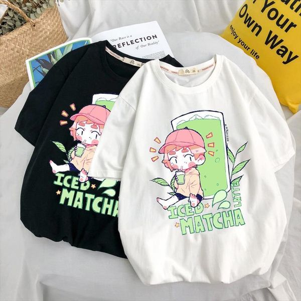 green cute cartoon sweet mens t shirts girl iced matcha printed harajuku fun kawaii casual teen loose summer ladies, White;black
green cute cartoon sweet mens t shirts girl iced matcha printed harajuku fun kawaii casual teen loose summer ladies, White;black
