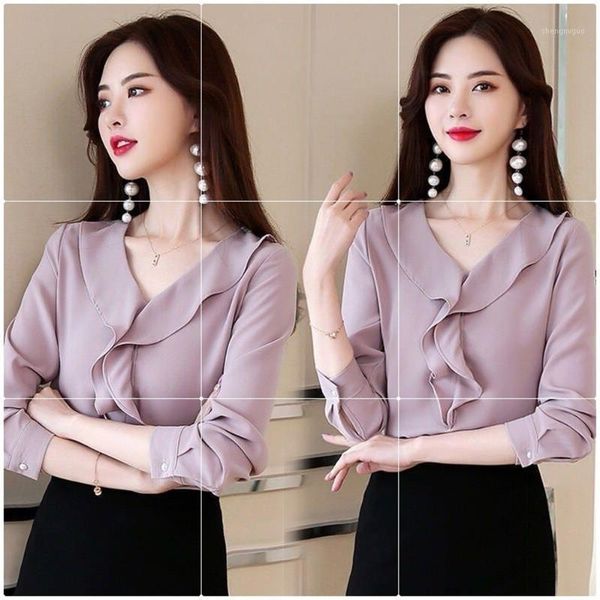 women's blouses & shirts spring autumn style chiffon blouse shirt ruffles v-neck solid color long sleeve korean casual, White
women's blouses & shirts spring autumn style chiffon blouse shirt ruffles v-neck solid color long sleeve korean casual, White