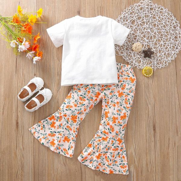 clothing sets baby girls clothes set, letter print short sleeve o-neck t-shirt + floral flared trousers, White
clothing sets baby girls clothes set, letter print short sleeve o-neck t-shirt + floral flared trousers, White