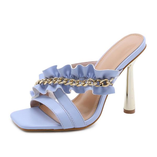 slippers women's sandal design strange mule 12cm high heels folds metal chain slipper sandals lady flip flops slides party shoes, Black
slippers women's sandal design strange mule 12cm high heels folds metal chain slipper sandals lady flip flops slides party shoes, Black