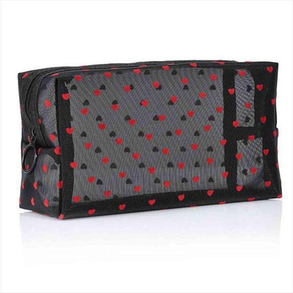 1pc fashion printing mesh makeup cosmetic bags large capacity pouch organizer for women outdoor travel