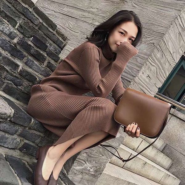medium length woolen women's autumn and winter high collar bottom skirt cashmere sweater pullover slim knit dress over the knee, Black;gray
medium length woolen women's autumn and winter high collar bottom skirt cashmere sweater pullover slim knit dress over the knee, Black;gray